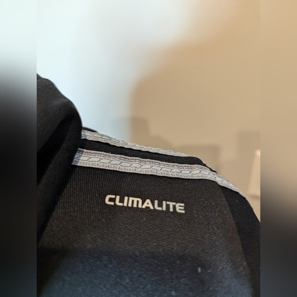 Adidas 3 stripe full zip Black with silver gray stripes. Youth Size L - Picture 5 of 15